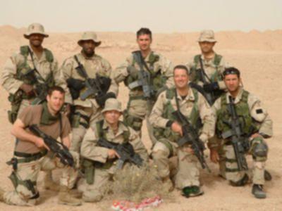 ODA-914
ODA-914 Team shot Kuwait Operation Desert Spring 2002
Bottom: Sgt Qban Oliver, SFC Ian Fitzgerald, SFC Steve Strand, SSG Rob Cantu  
Top: SFC Larry Lee, USAF TACP, CPT Argot Carberry, SFC Jeff Conti
