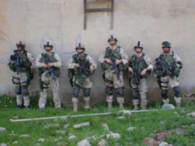 ODA-914 Shoot House CQB Training
Operation Desert Spring 
CQB Training Shoot House Kuwait
ODA-914 Outside the Shoot House
SSG Rob Cantu, SFC Jeff Conti, SFC Ian Fitzgerald, SFC Steve Strand, SSG Qben Oliver, MSG Tim Owens 
