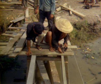 constructing a canal bridge at FOB My Dien I (March 70)
